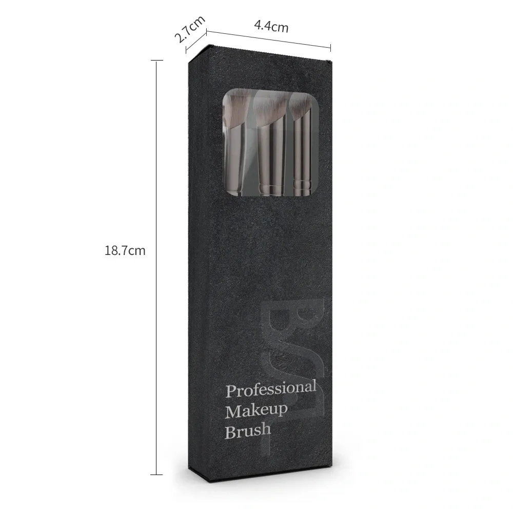 3-Piece Angled Makeup Brush Set (Black) | BSFL