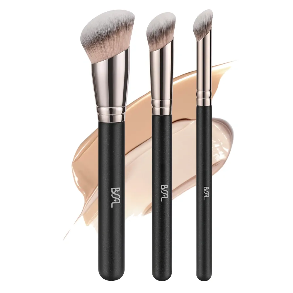 3-Piece Angled Makeup Brush Set (Black) | BSFL