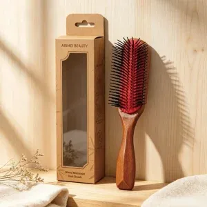 BSFL 9 row styling hairbrush with natural kraft retail packaging box
