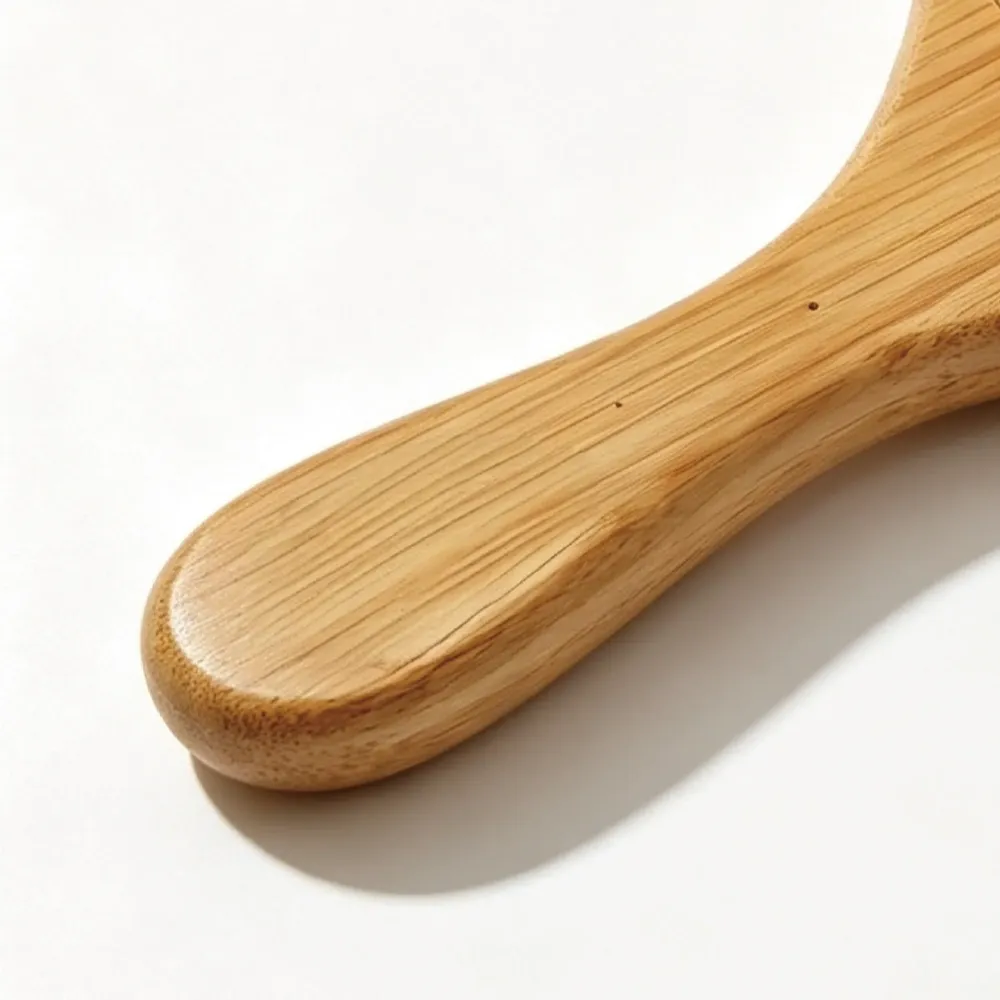 BSFL bamboo paddle hairbrush ergonomic handle with smooth bamboo finish