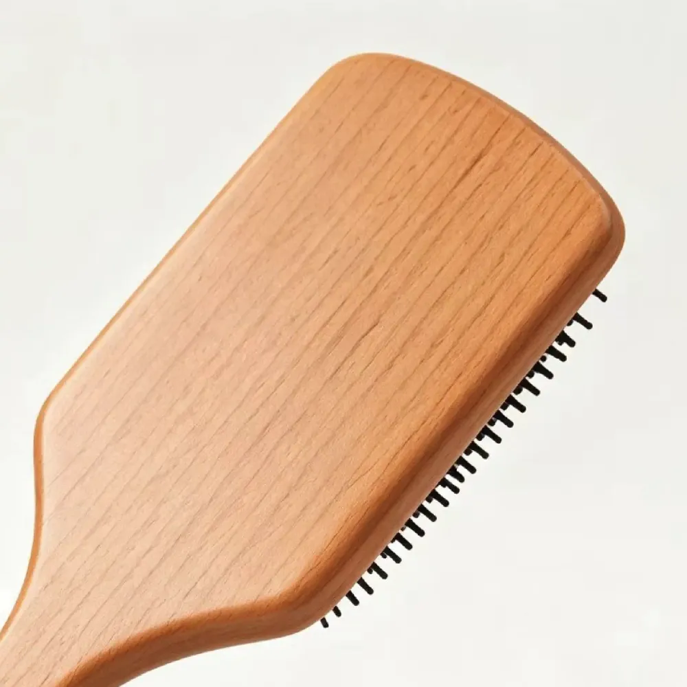 BSFL Natural Beech Wood Cushion Hairbrush with Nylon Pins