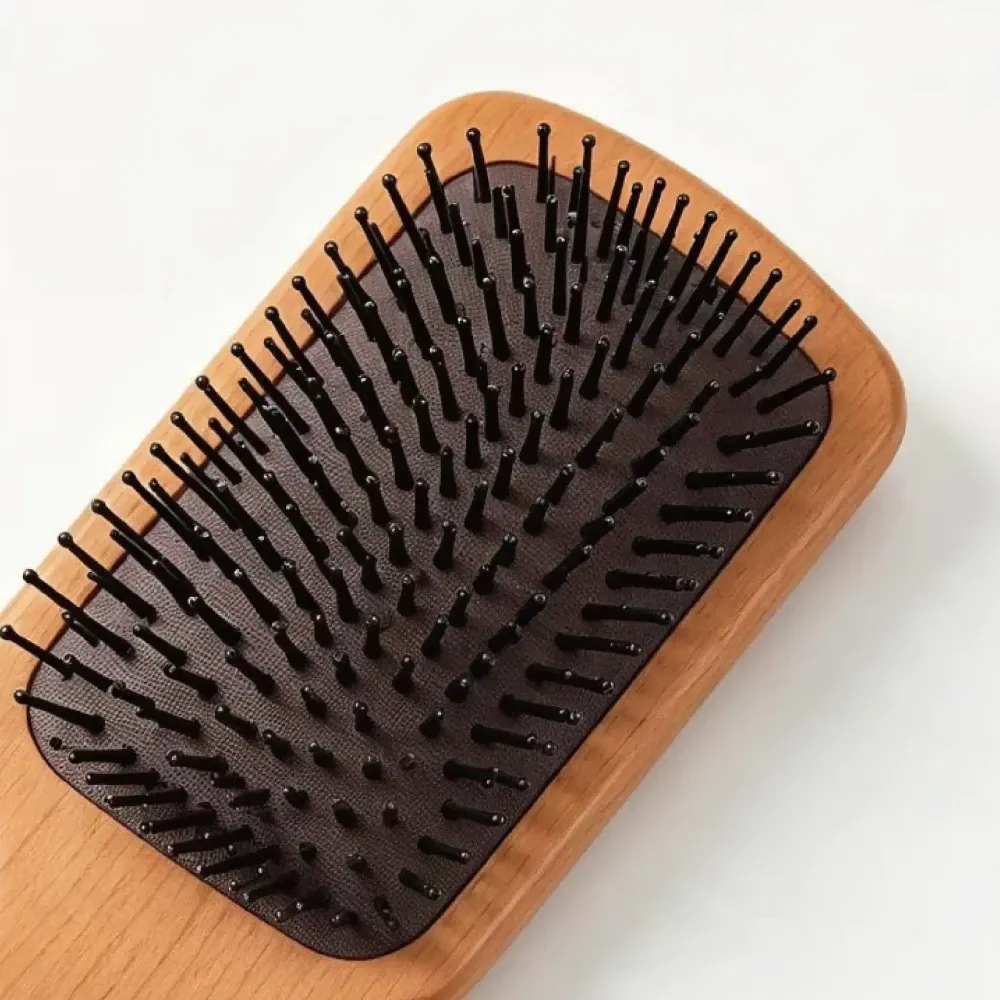 BSFL Natural Beech Wood Cushion Hairbrush with Nylon Pins
