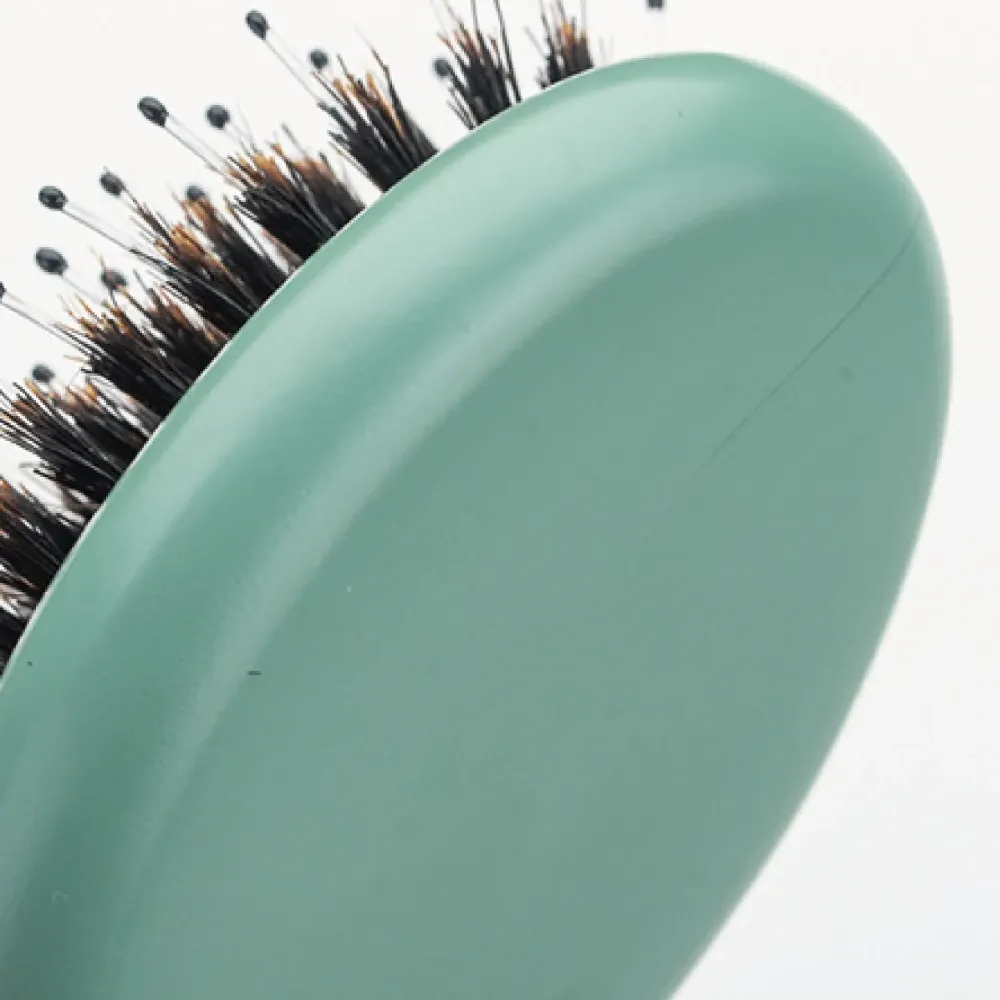 BSFL Mini Boar Bristle Cushion Hairbrush Sage Green Beech Wood