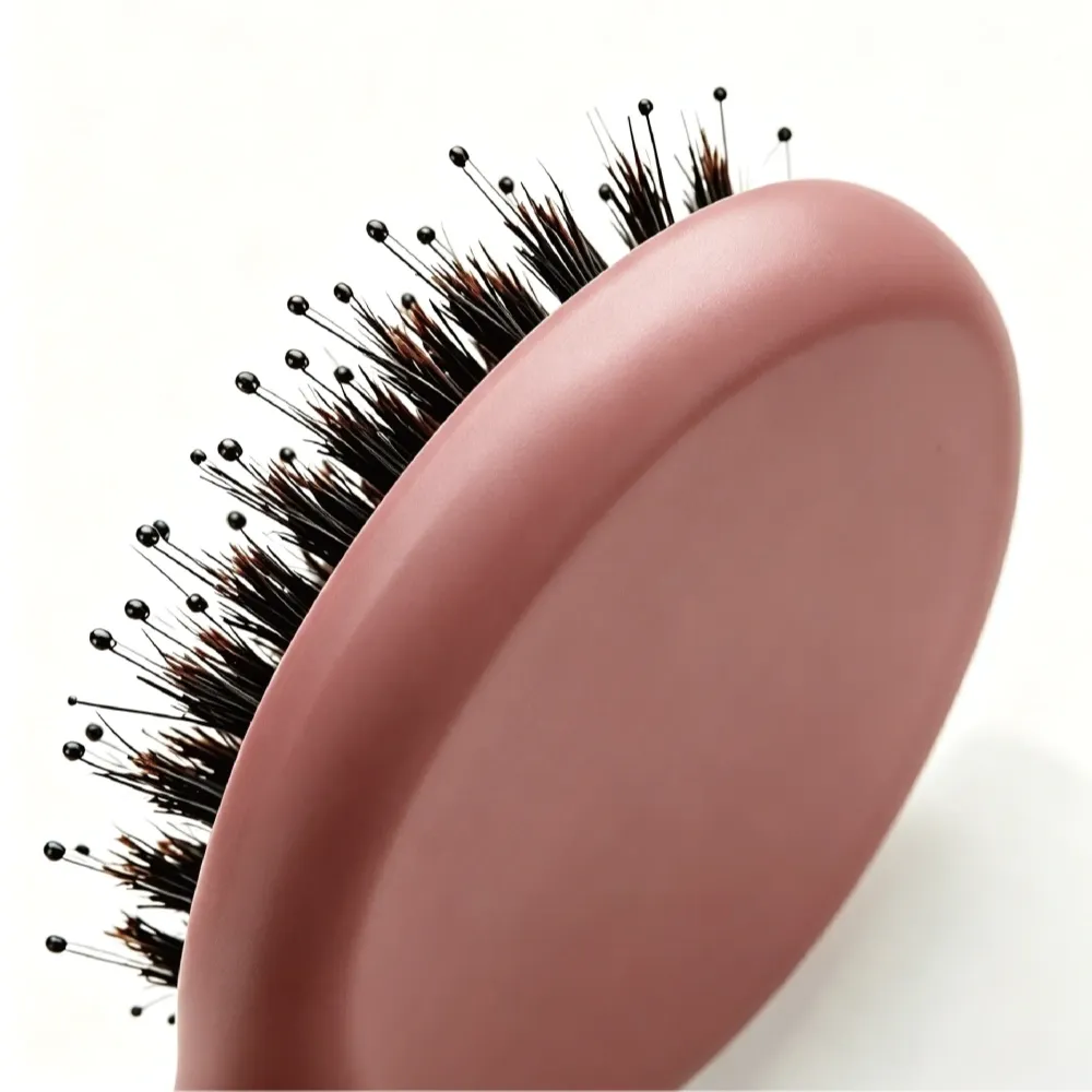 BSFL Mini Boar Bristle Cushion Hairbrush Dusty Rose Beech Wood