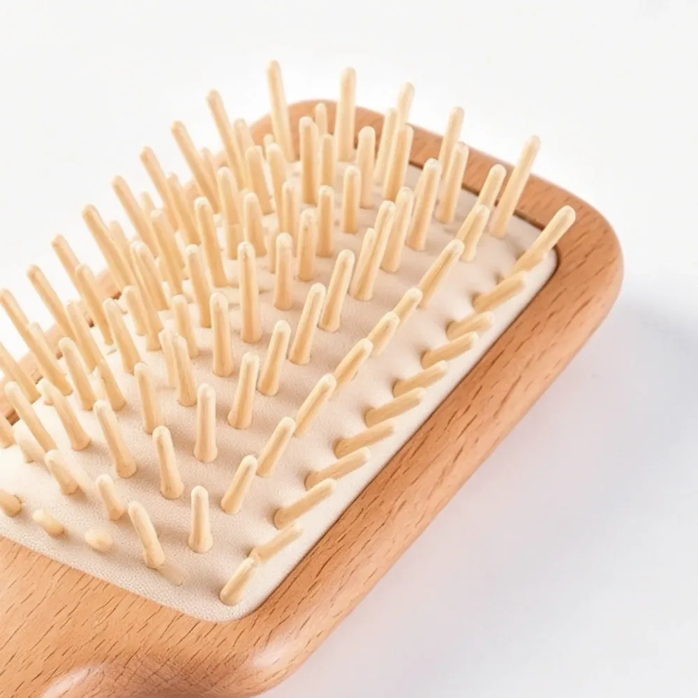 BSFL Natural Wooden Pin Hairbrush Beech Wood Scalp Massage Cushion