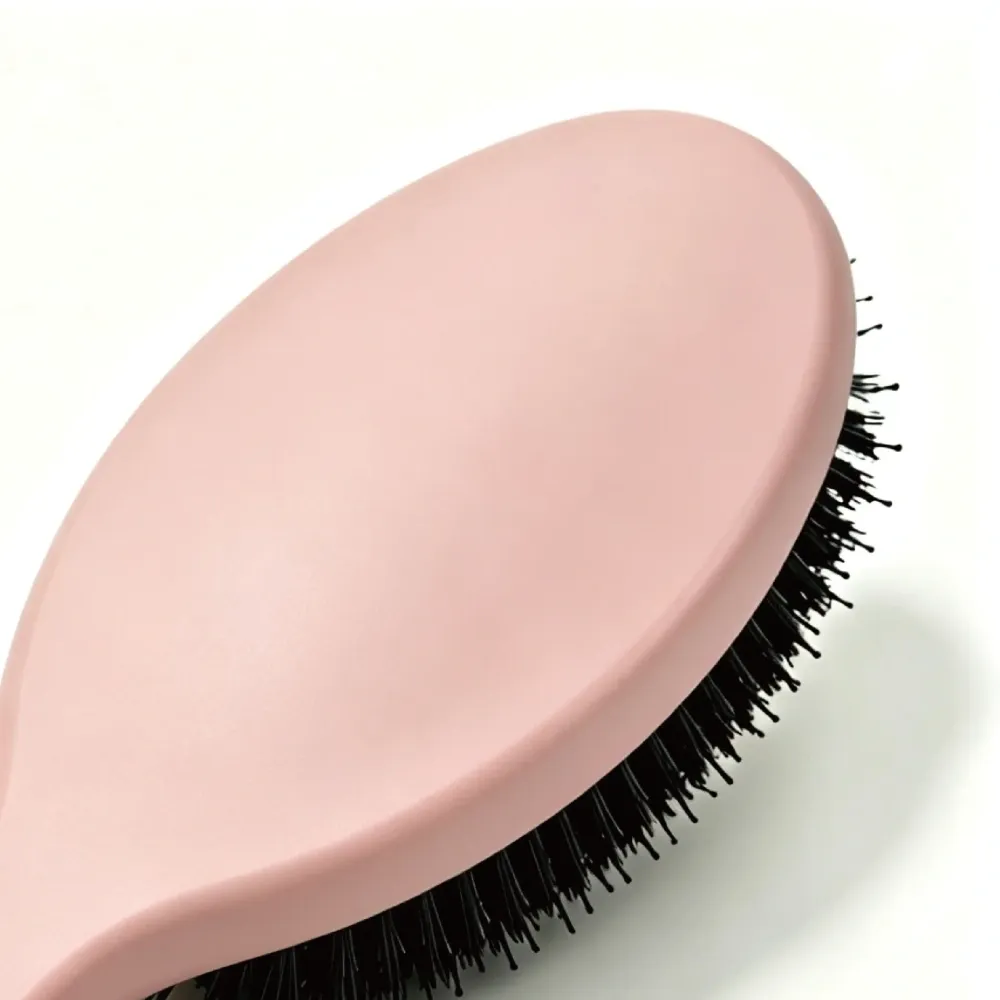 BSFL Pink Beech Wood Boar Bristle Hairbrush for Scalp Care