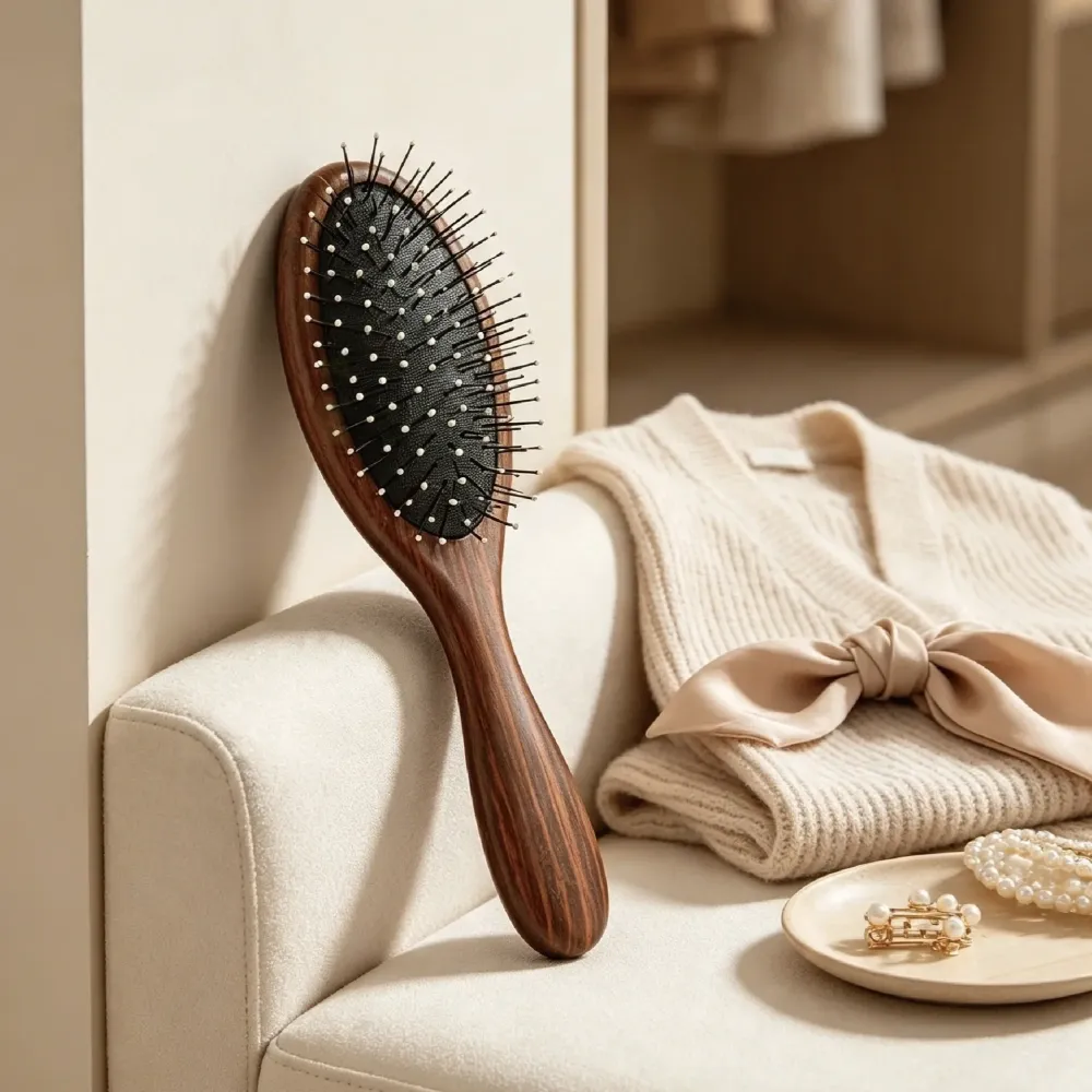 BSFL rosewood grain cushion hairbrush vanity sofa lifestyle scene