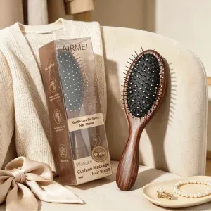 BSFL rosewood grain hairbrush clear packaging box with dieline design