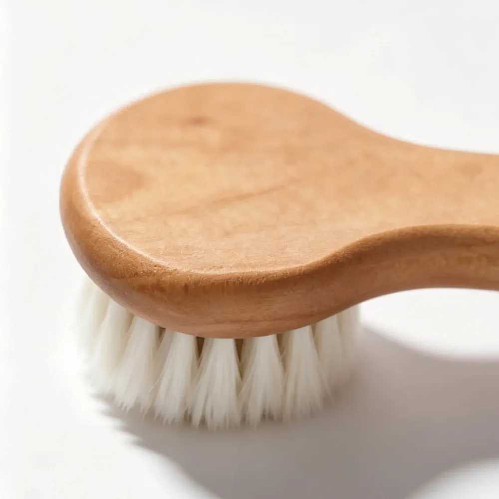BSFL Soft Wool Baby Hairbrush Natural Beech Wood Scalp Brush