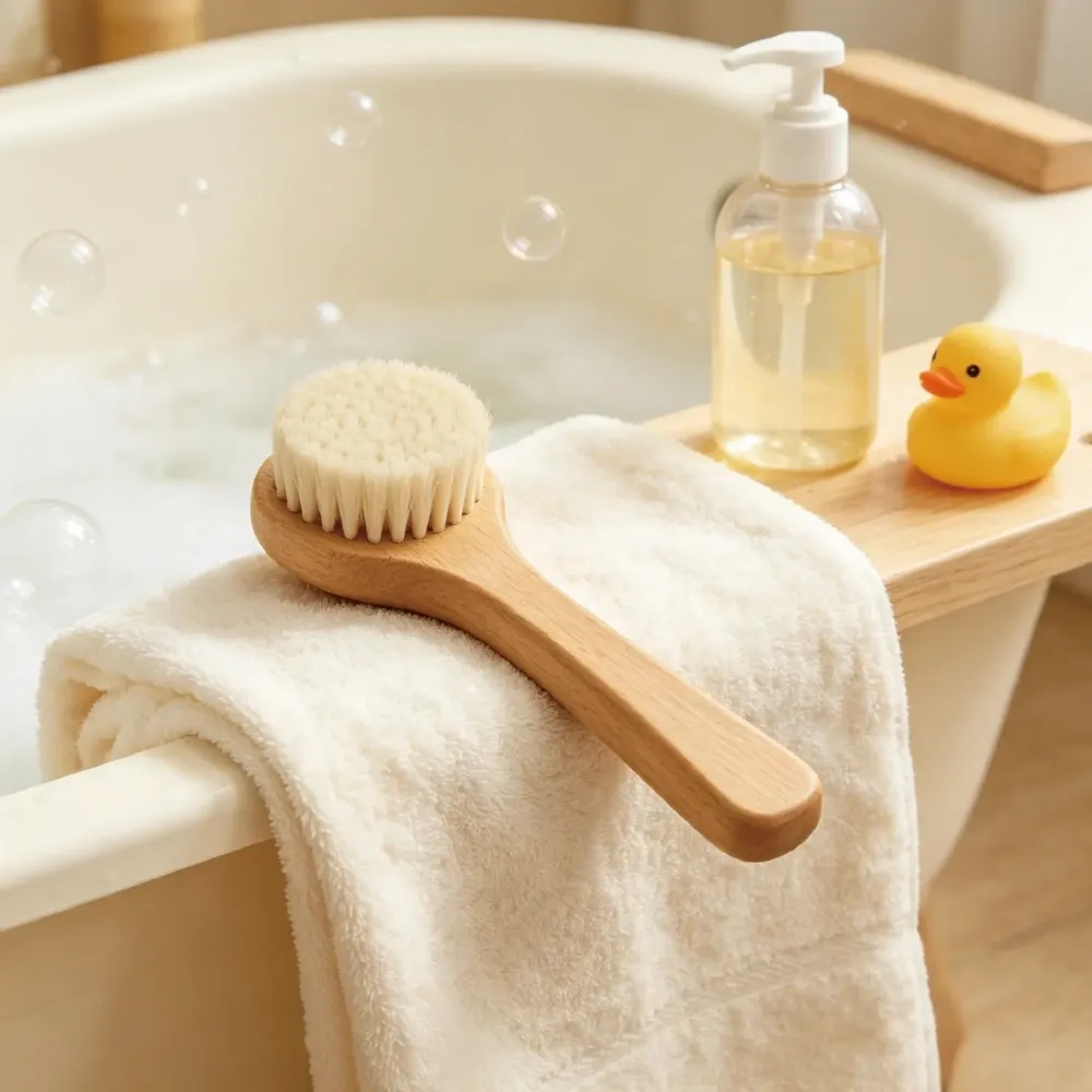 BSFL Soft Wool Baby Hairbrush Natural Beech Wood Scalp Brush