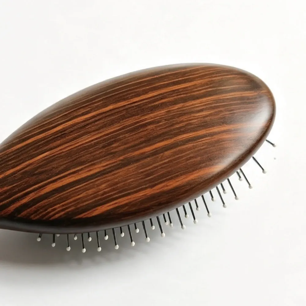 BSFL solid beech wood hairbrush rich rosewood grain back view