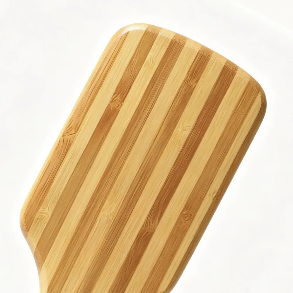 BSFL Large Two-Tone Striped Bamboo Hairbrush with Bamboo Pins