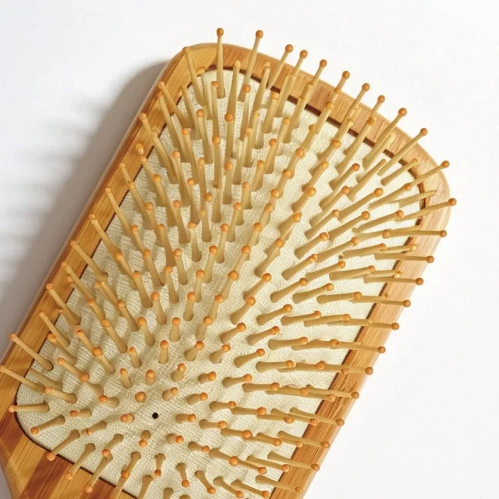 BSFL Large Two-Tone Striped Bamboo Hairbrush with Bamboo Pins