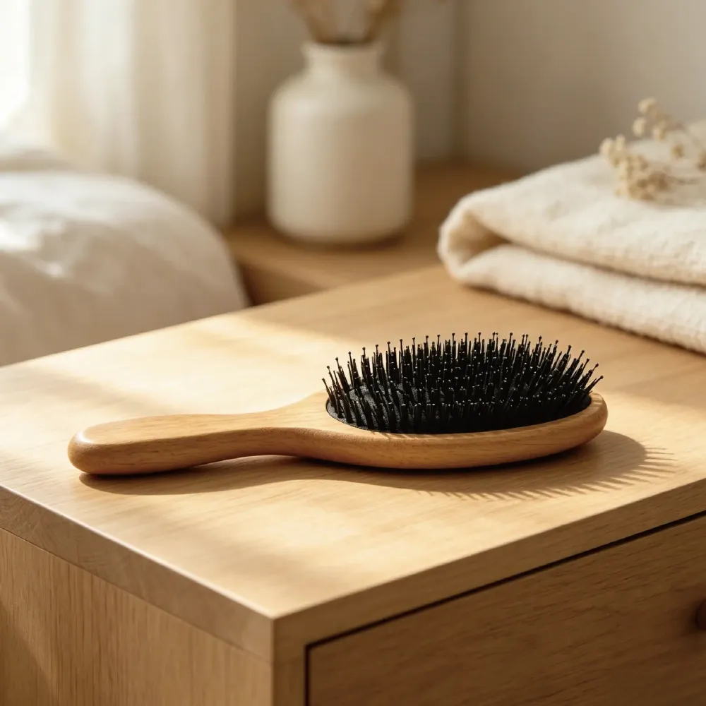 BSFL Natural Wooden Boar Bristle Cushion Hairbrush
