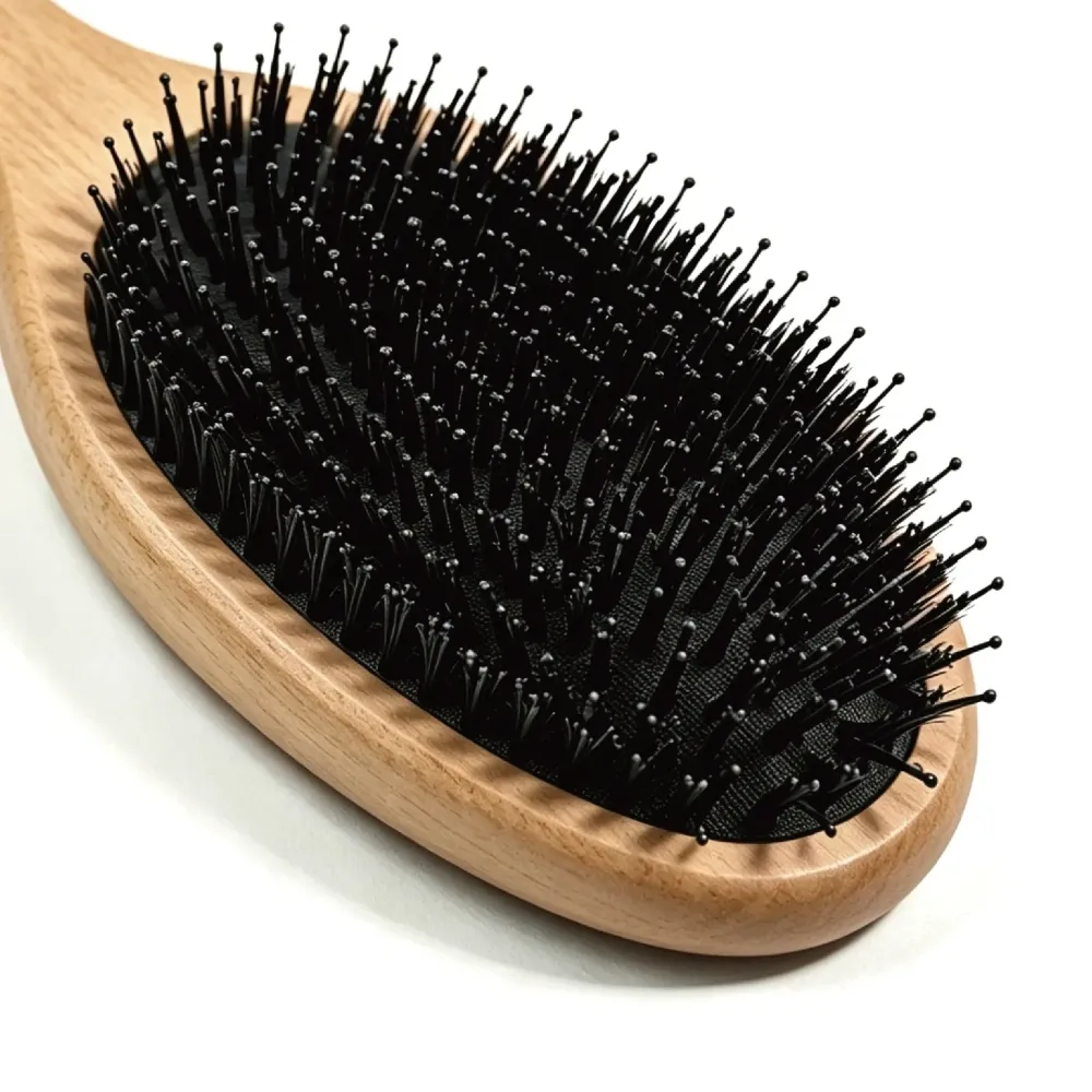 BSFL Natural Wooden Boar Bristle Cushion Hairbrush