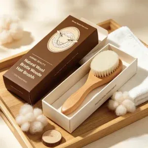 BSFL baby wool hairbrush inside luxury brown drawer gift box with lamb art