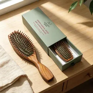 BSFL green sandalwood air cushion brush in custom sage green slider box packaging