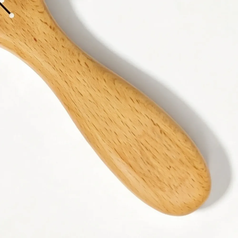 BSFL Natural Beech Wood Cushion Hairbrush with Soft White Tips