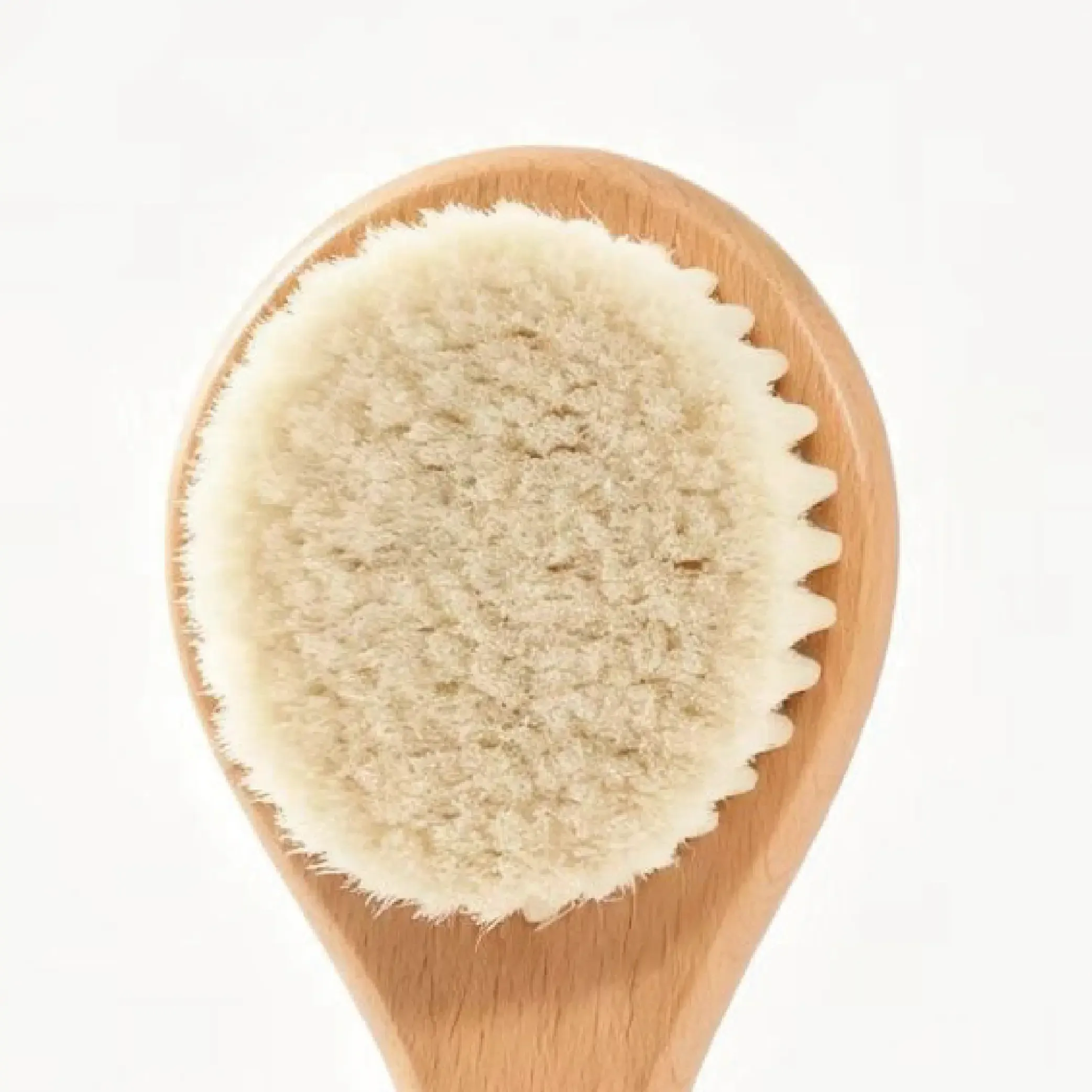 BSFL Soft Natural Wool Baby Hairbrush with Beech Wood Handle